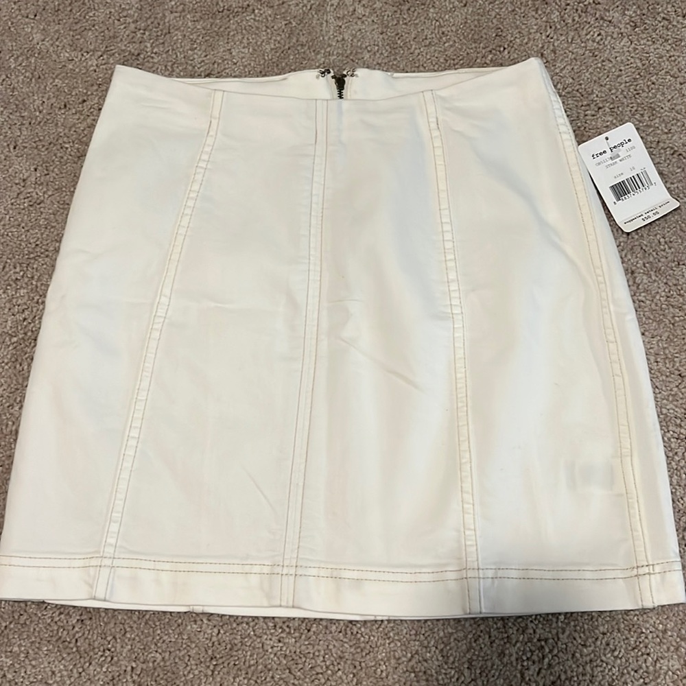 Free people modern femme white denim skirt size 10